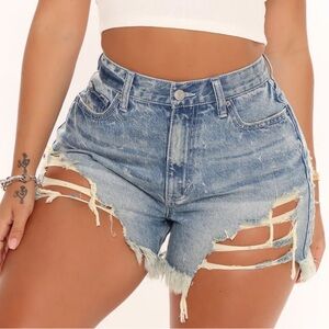 Distressed Blue Denim Women's Shorts